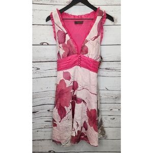 Rinasimento Pink White Floral Italian Dress‎ Size Large